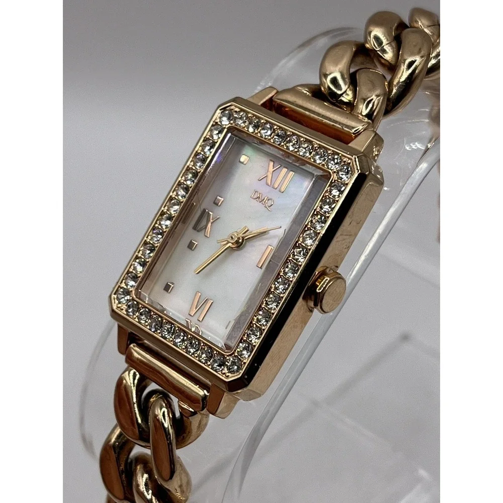DMQ Women's Quartz Watch Rose Gold Rhinestone Bezel MOP Dial- New‎ Battery